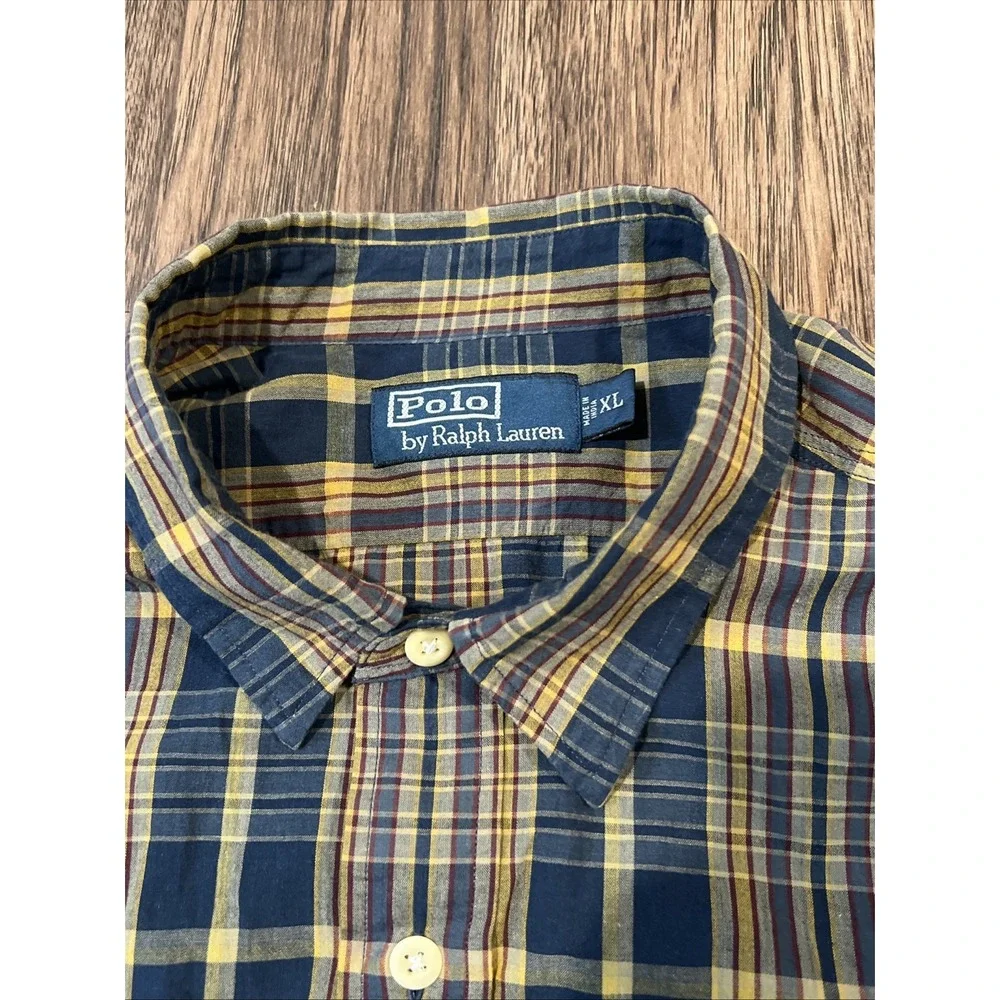 Polo Ralph Lauren Mens Plaid Long Sleeve Button Down Shirt 100% Cotton Size XL